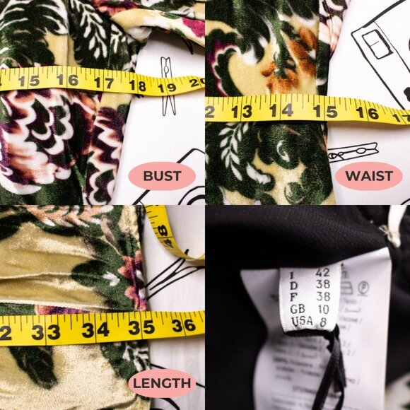 Jeremy Scott Velvet Floral Mini Dress Size 8 A Line‎ Three Quarter Sleeve Ruffle - Picture 9 of 10